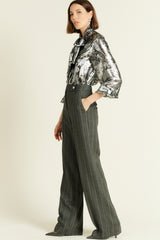 PANTALON LAURE RAYURE GRIS
