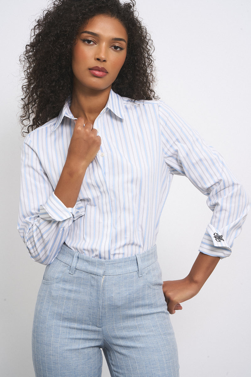 CHEMISE REGINA RAYURE BLEU