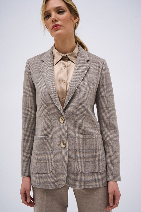 VESTE ANNETTE PRINCE DE GALLES TAUPE