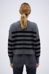 BABY SOLAL GREY SWEATER BLACK STRIPE