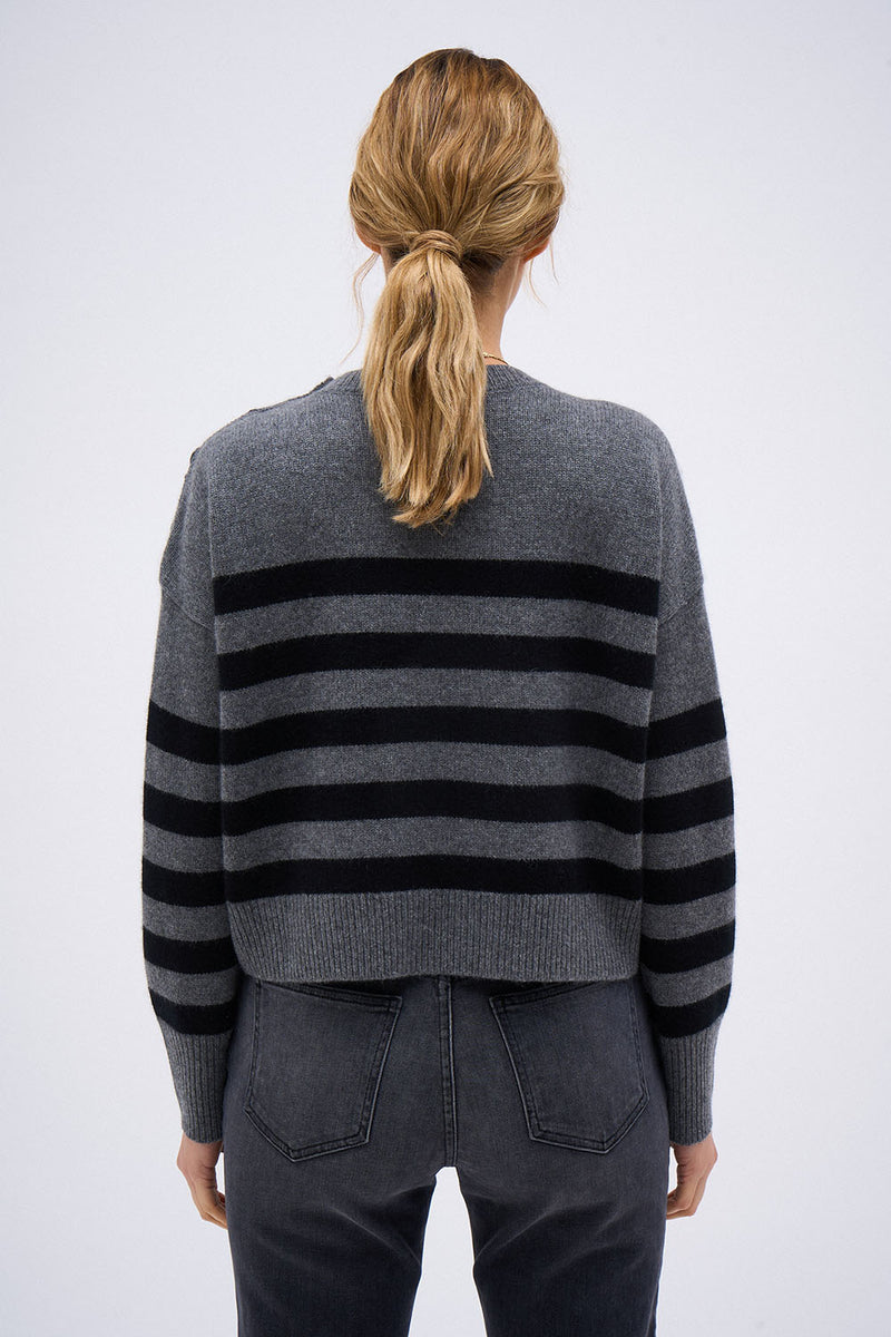 BABY SOLAL GREY SWEATER BLACK STRIPE