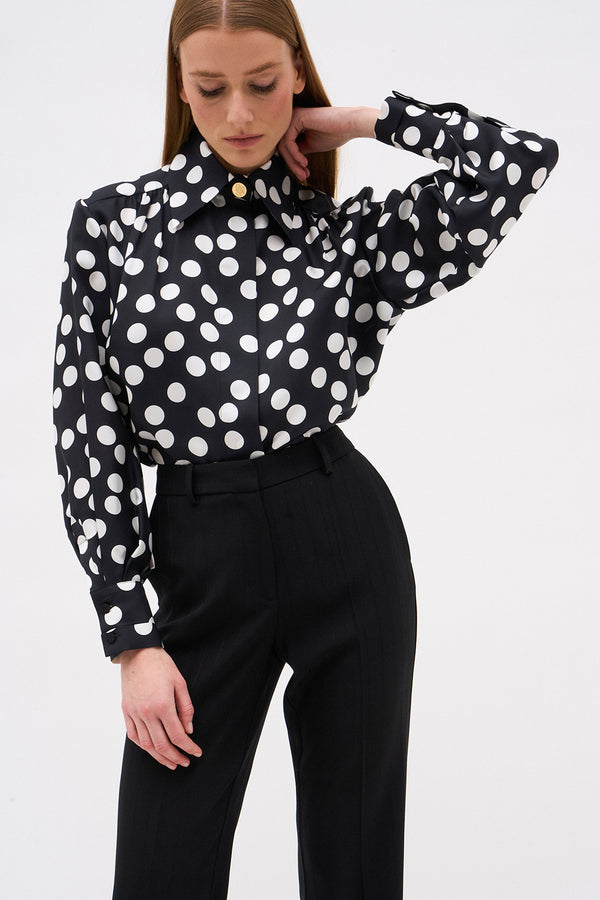 CHARLIE BLOUSE BLACK POLKA DOTS