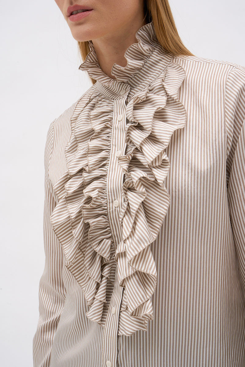 CHEMISIER IVANA RAYURE CAMEL
