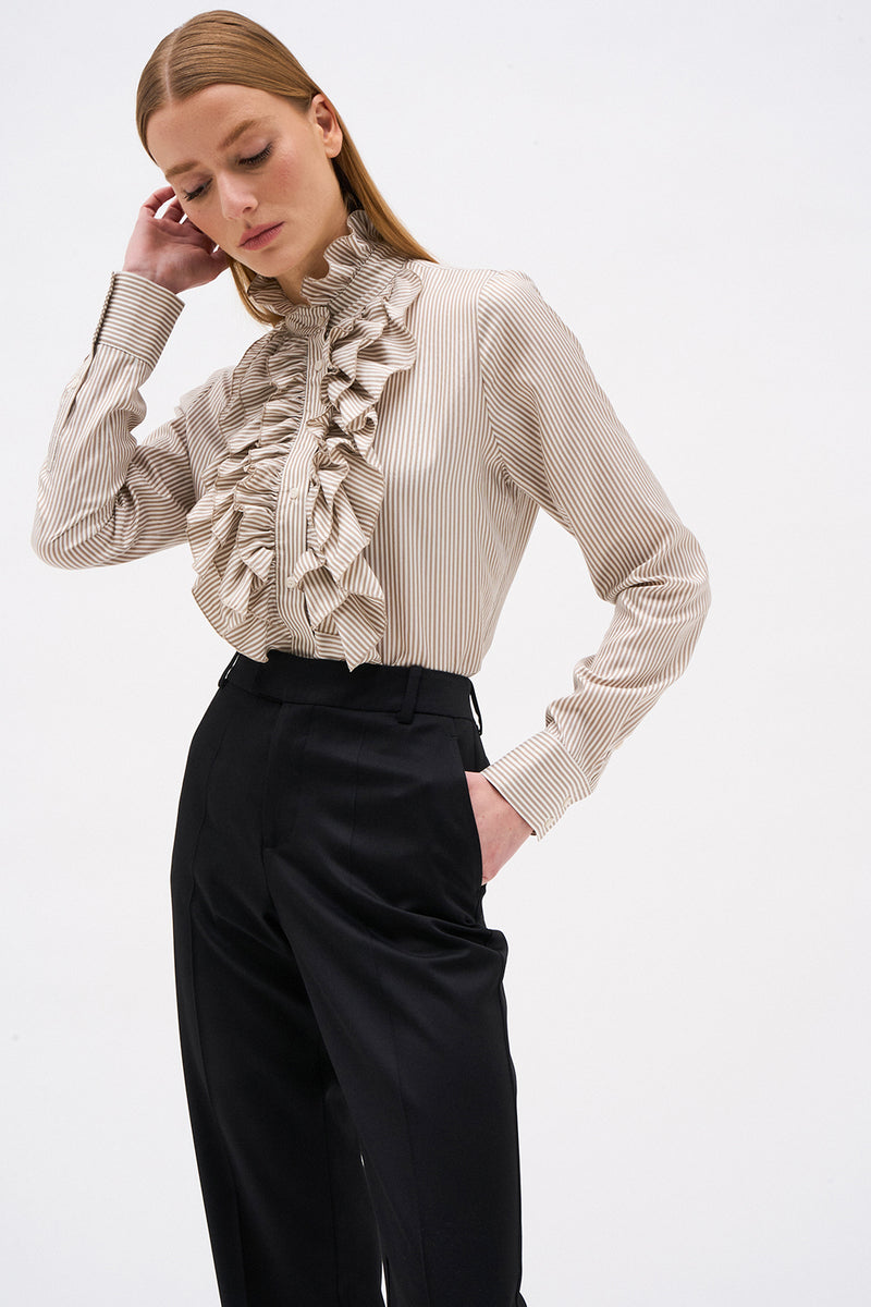 CHEMISIER IVANA RAYURE CAMEL