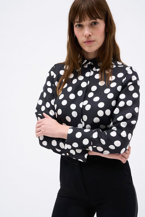 ROBBIE BLACK POLKA-DOT BLOUSE