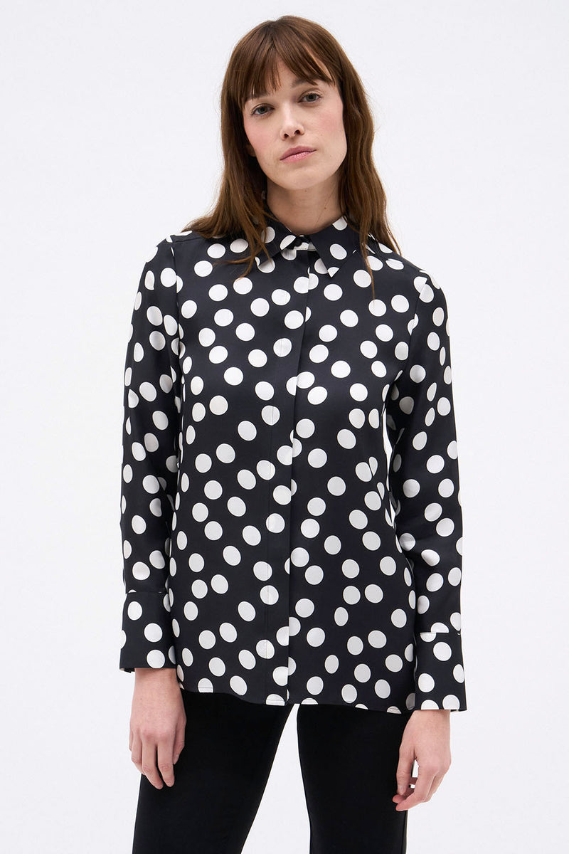 ROBBIE BLACK POLKA-DOT BLOUSE