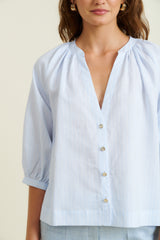 DMN PARIS  - CHEMISIER MASHA RAYURE CIEL