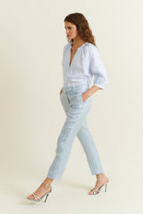 DMN PARIS  - CHEMISIER MASHA RAYURE CIEL