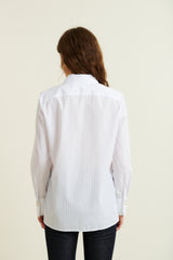 DMN PARIS  - CHEMISIER ROBBIE RAYURE CIEL