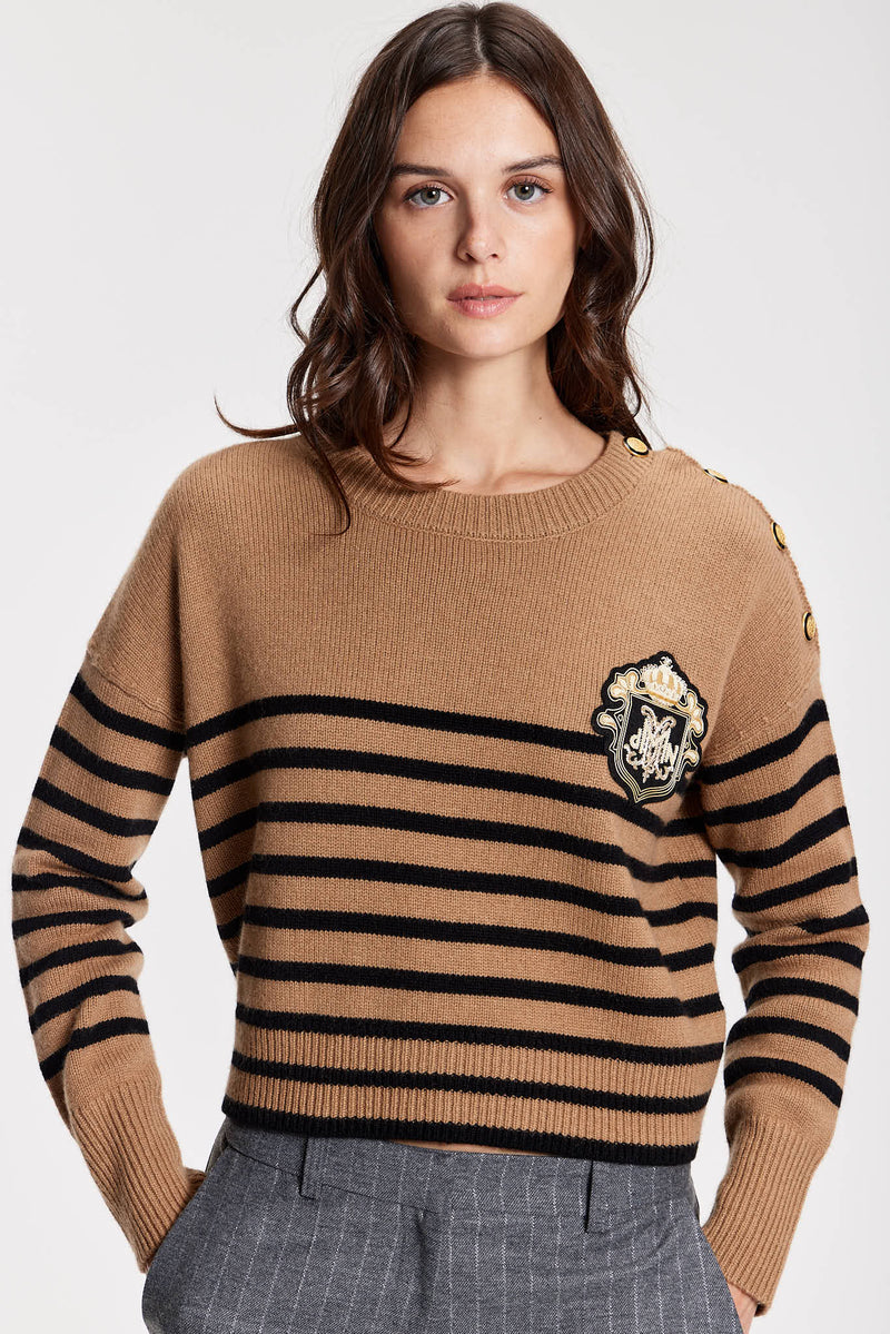 Pull Baby Solal Camel Rayure Noire