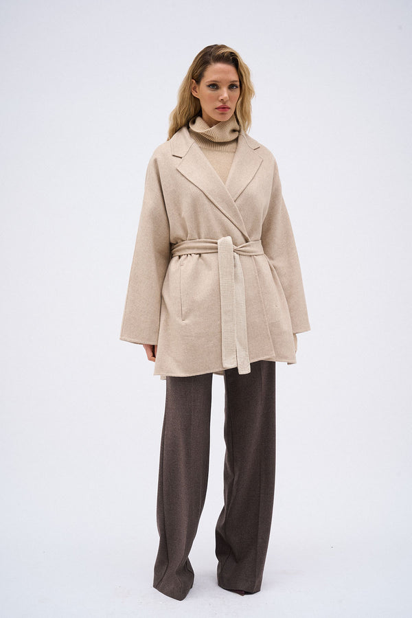 FLORA PRINCE DE GALLES BEIGE COAT