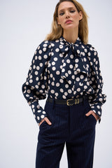 LAUREN NAVY POLKA DOT SHIRT