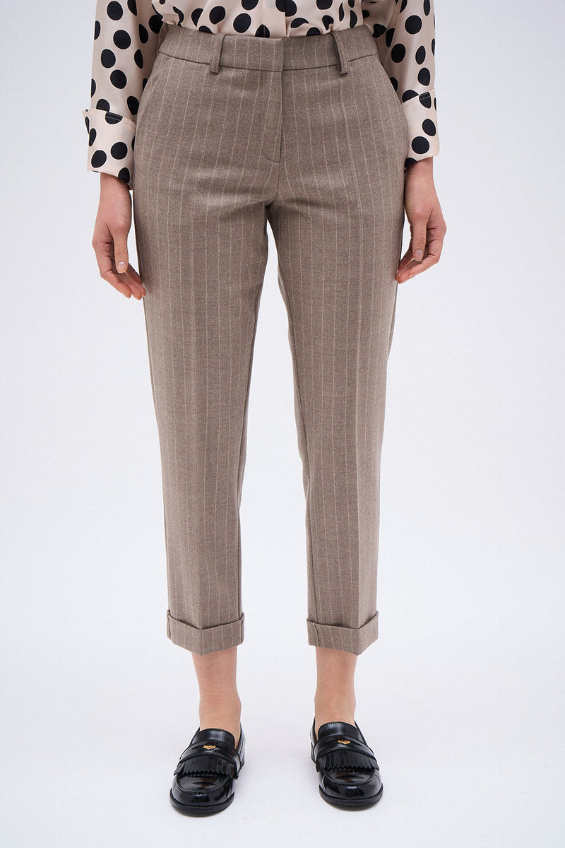 PANTALON LEON RAYURE BEIGE