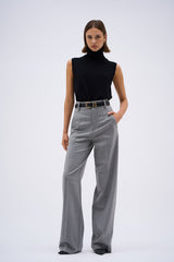 GRAY STRIPED LINO PANTS