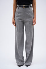 PANTALON LINO RAYURE GRIS