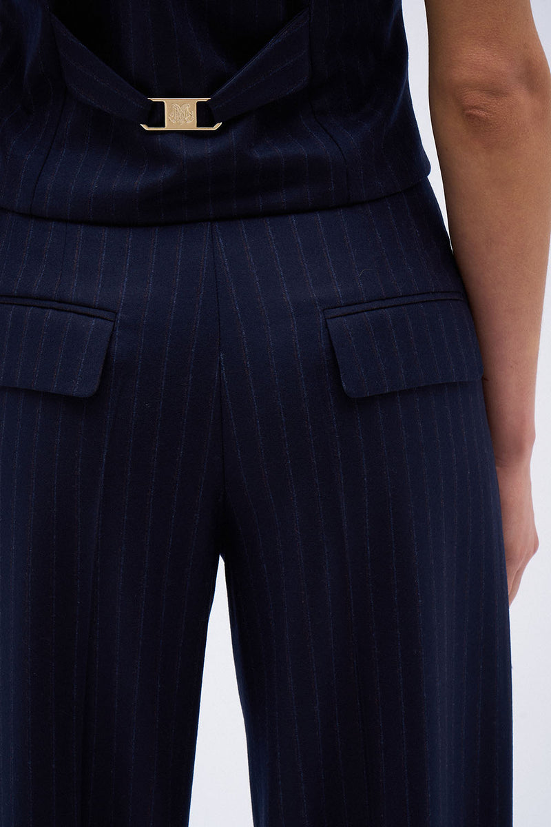 NAVY STRIPE LINO PANTS