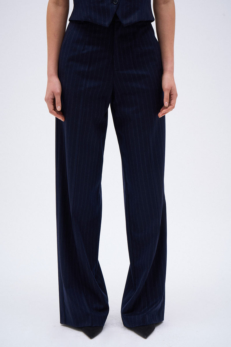 NAVY STRIPE LINO PANTS