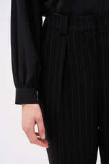 PANTALON NATHAN RAYURE NOIR CHOCOLAT