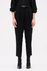 PANTALON NATHAN RAYURE NOIR CHOCOLAT