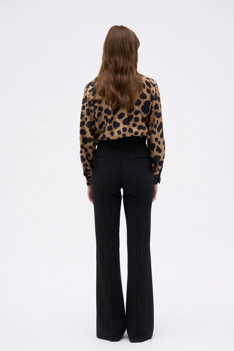 PANTALON VICTORIA RAYURE NOIR CHOCOLAT
