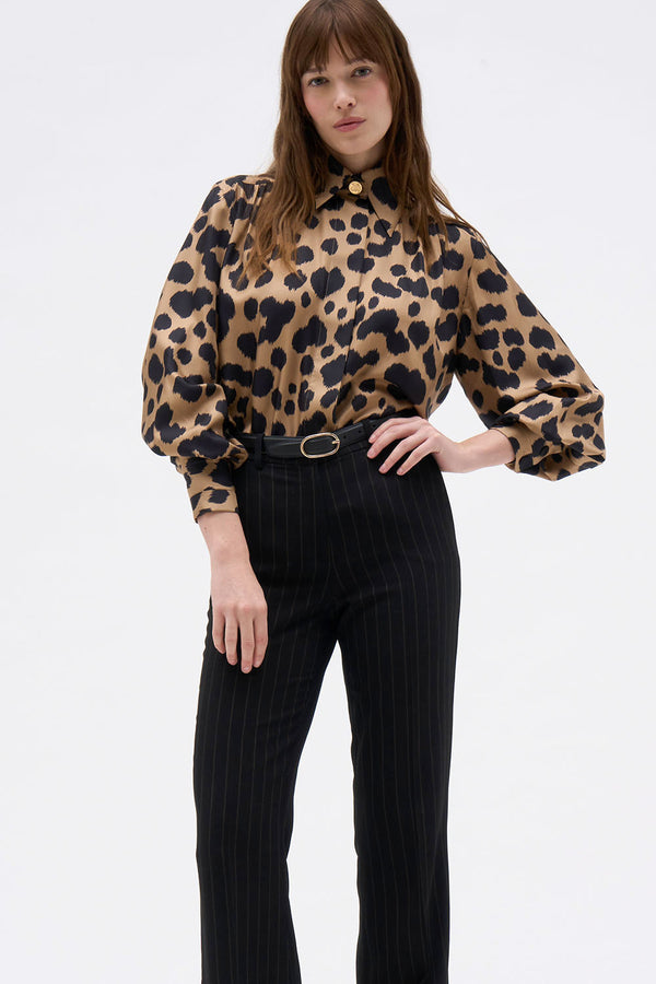 PANTALON VICTORIA RAYURE NOIR CHOCOLAT