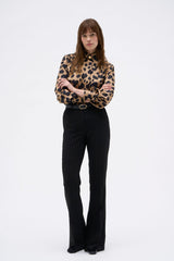 PANTALON VICTORIA RAYURE NOIR CHOCOLAT