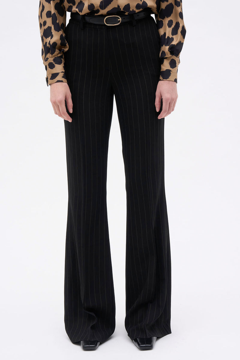 PANTALON VICTORIA RAYURE NOIR CHOCOLAT