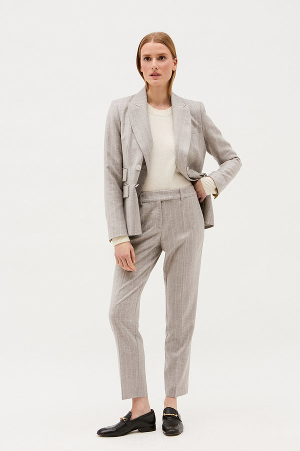 PANTALON WILL RAYURE GREIGE