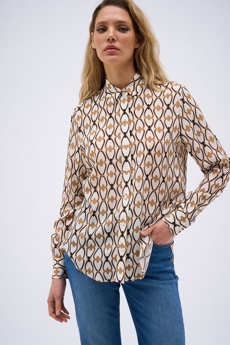 RAYA PRINT CAMEL SHIRT