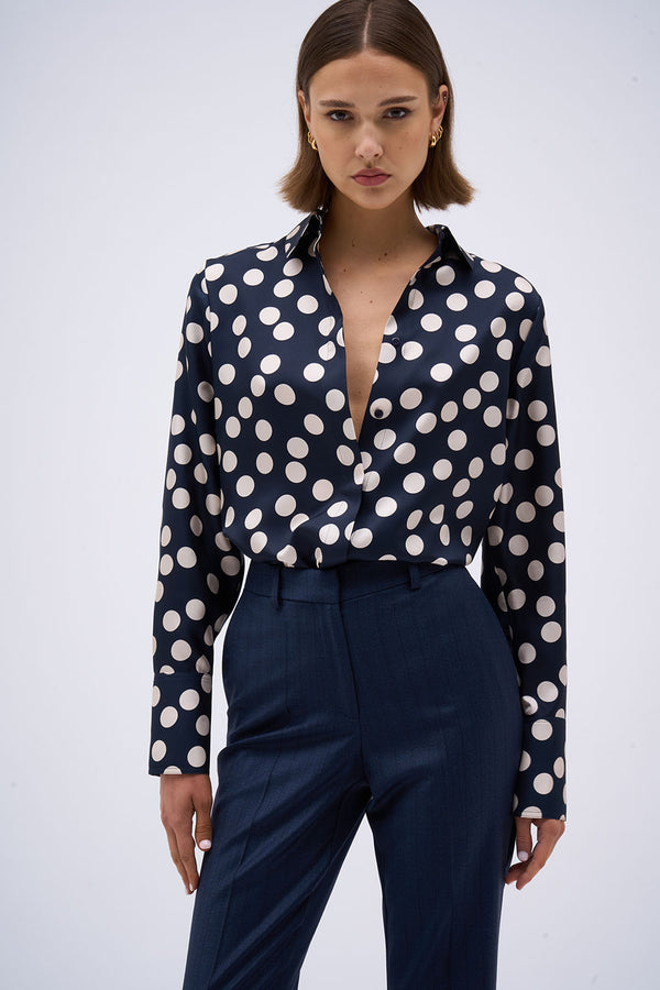 REGINA SHIRT NAVY POLKA DOTS