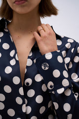 REGINA SHIRT NAVY POLKA DOTS