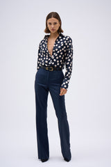 REGINA SHIRT NAVY POLKA DOTS