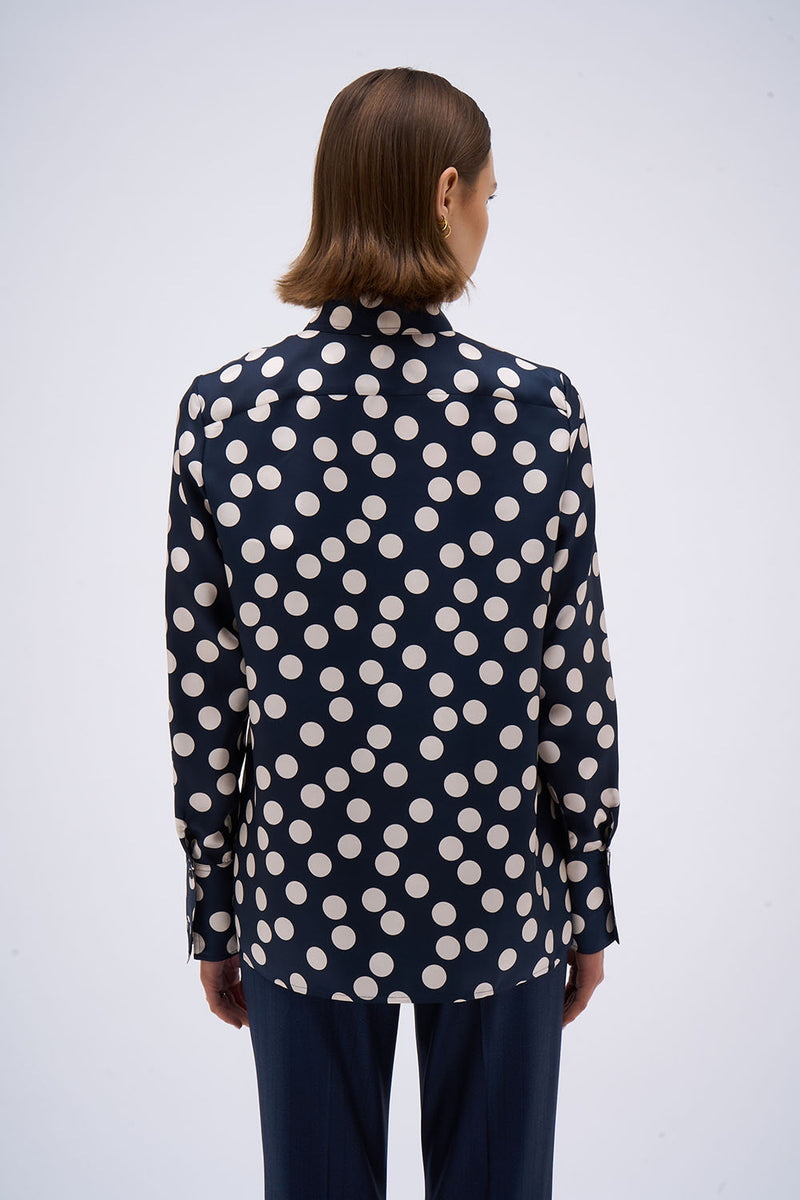 REGINA SHIRT NAVY POLKA DOTS