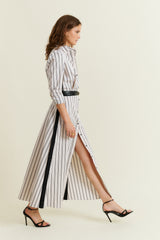 DMN PARIS  - ROBE YVETTE  RAYURE BEIGE