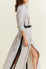 DMN PARIS  - ROBE YVETTE  RAYURE BEIGE