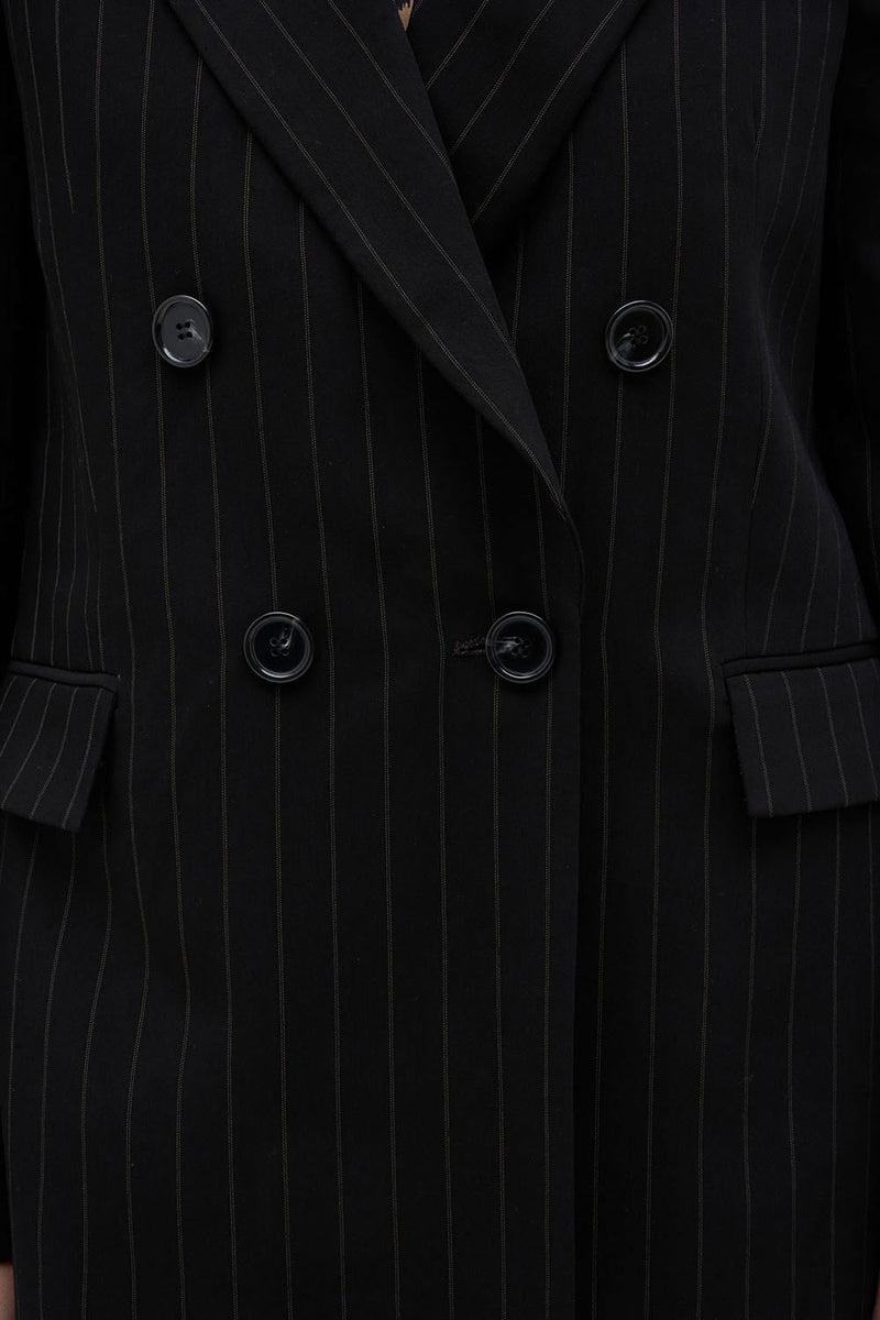 VESTE NATHALI RAYURE NOIR CHOCOLAT