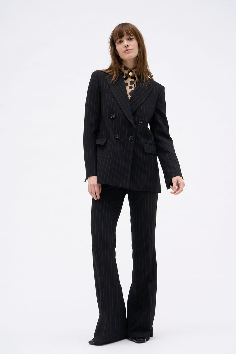 VESTE NATHALI RAYURE NOIR CHOCOLAT