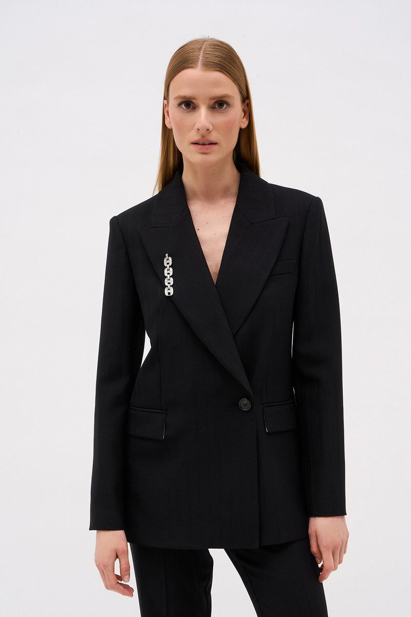 VESTE NATHALI RAYURE NOIRE