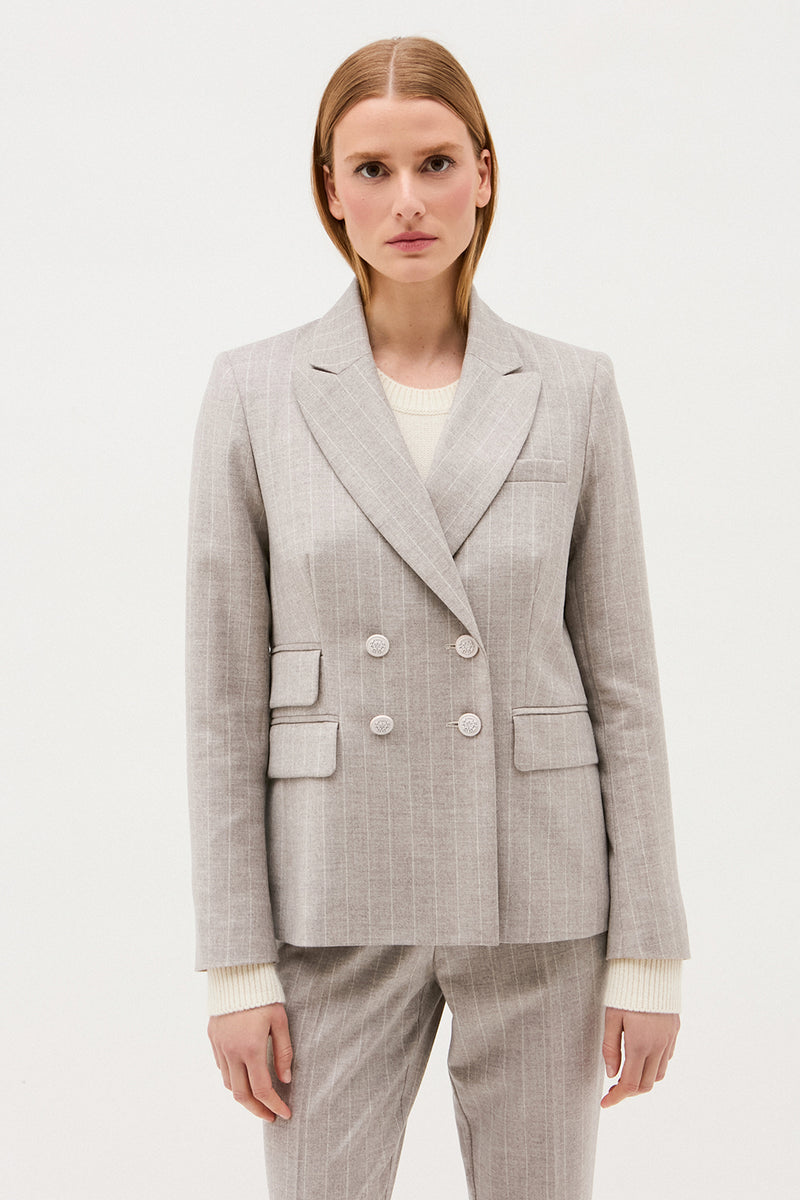 VESTE VALENCIANE RAYURE GREIGE