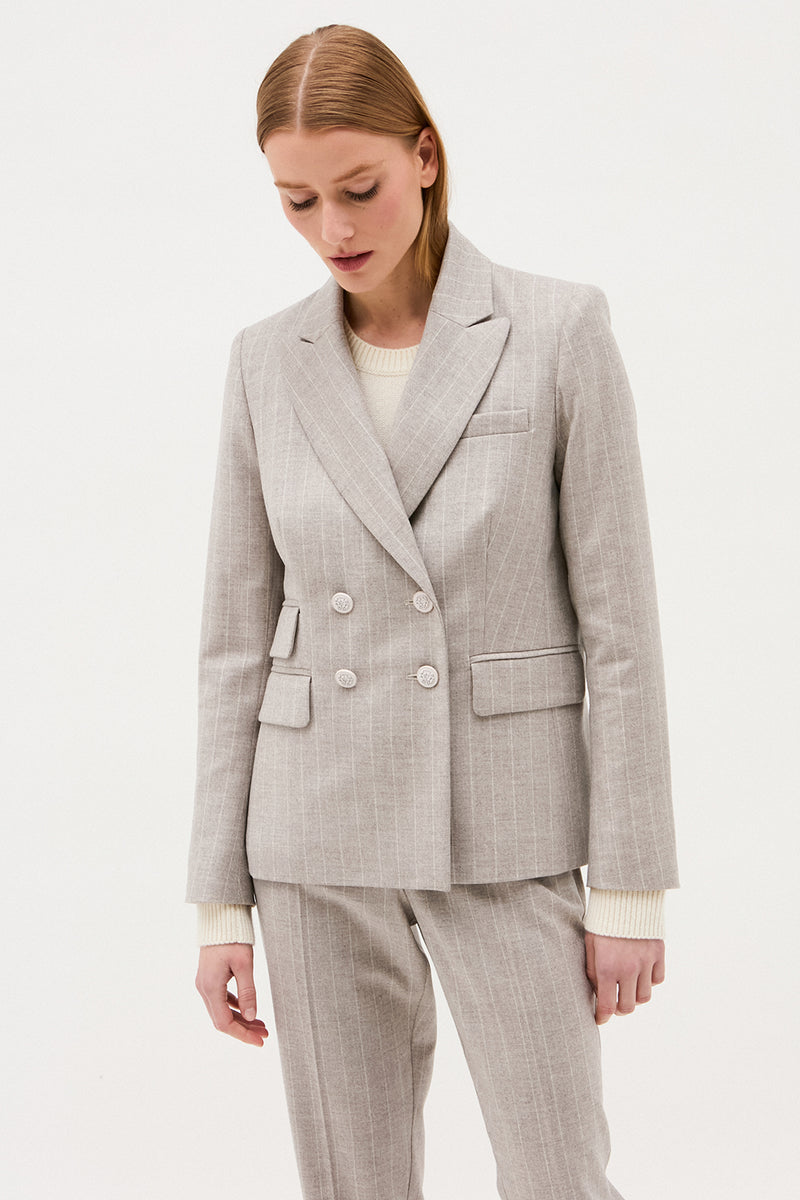 VESTE VALENCIANE RAYURE GREIGE