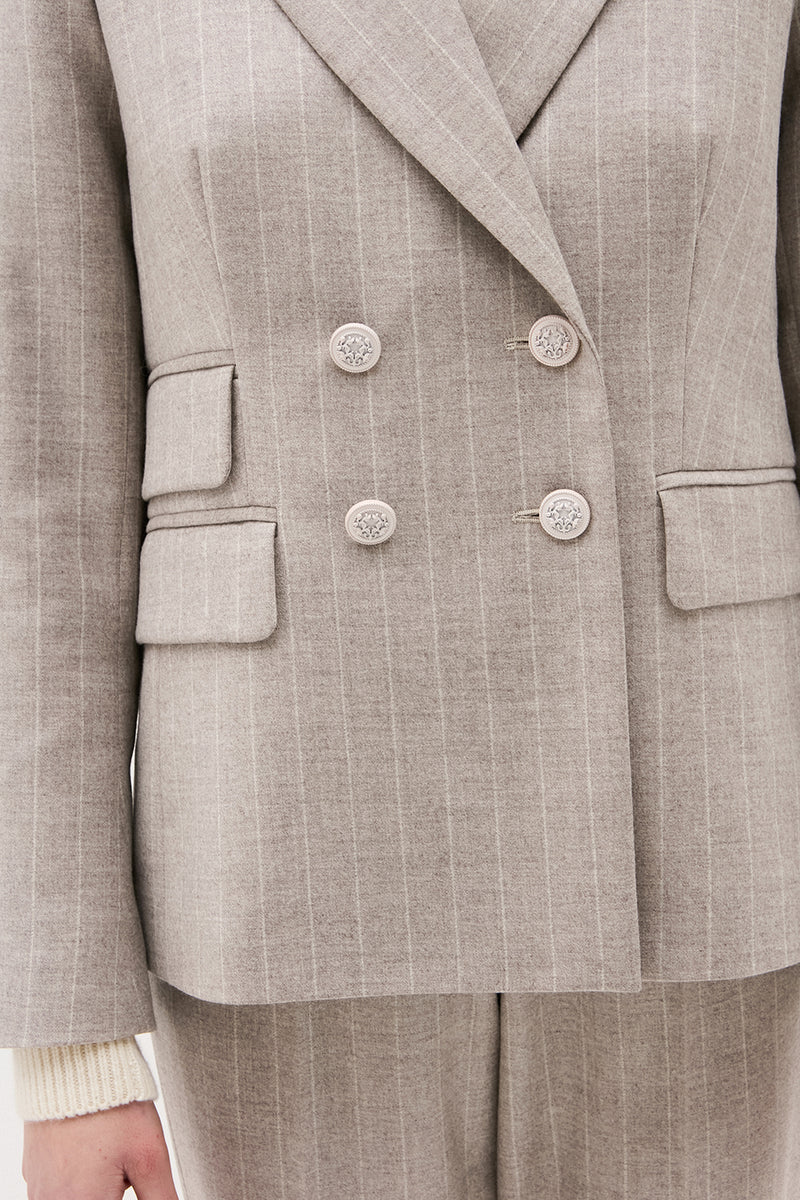 VESTE VALENCIANE RAYURE GREIGE