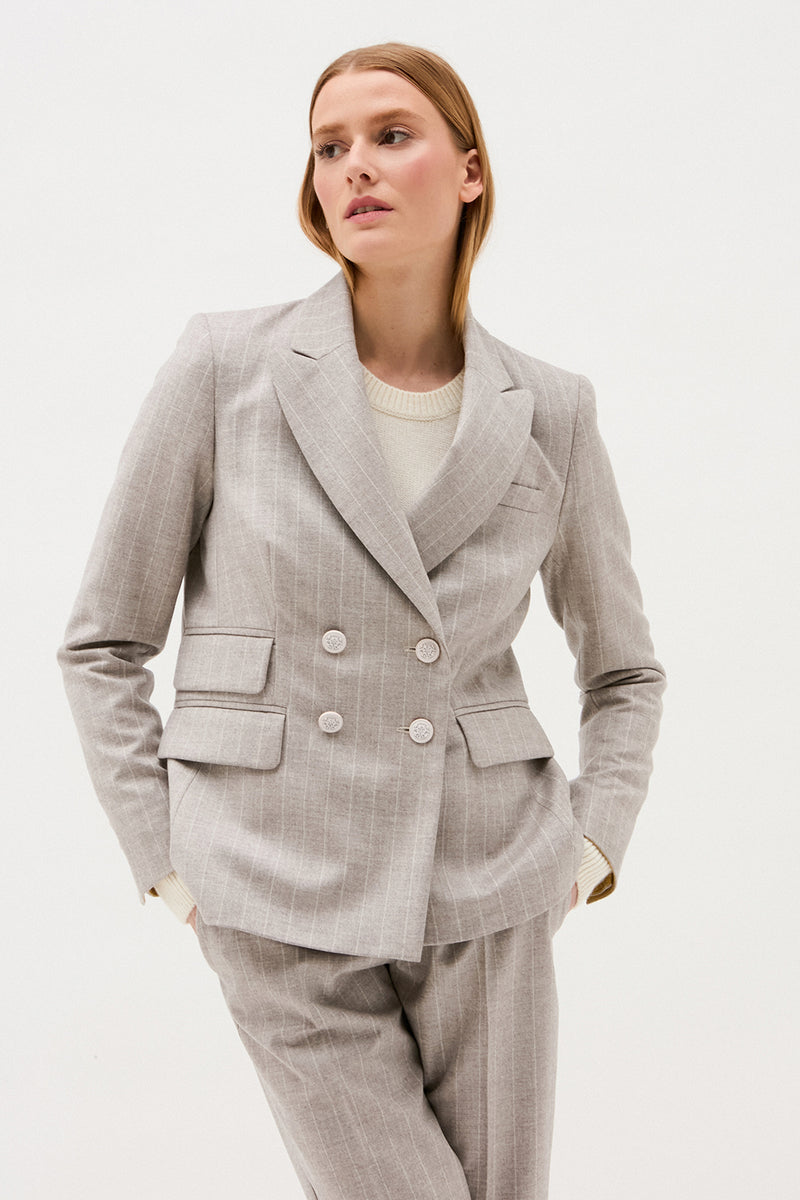 VESTE VALENCIANE RAYURE GREIGE
