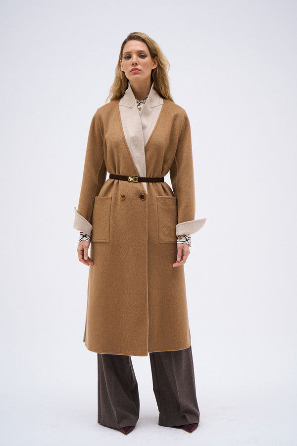 WENDY REVERSILBLE BEIGE CAMEL COAT